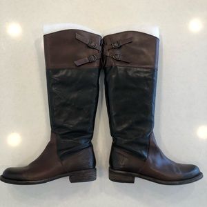 Size 6 Vince Camuto boots black and brown/maroon